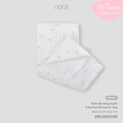 NOUS - Khăn đa năng muslin 6 lớp họa tiết quả lê vàng - Nu Muslin - SS25.T2A