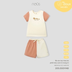 NOUS - Bộ cộc tay màu be phối màu cam in trang trí - Nu Doux - SS25.T2A