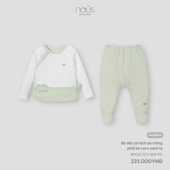 NOUS - Bộ dài cài lệch áo trắng phối kẻ caro xanh lá - Nu Doux - SS25.T2A