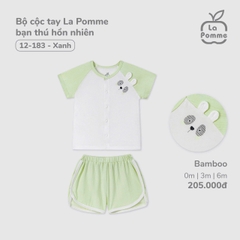 LP S10 - Bộ cộc tay La Pomme bạn thú hồn nhiên - Xanh - 3-6M - SS25.T3A