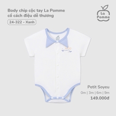LP S20 - Body chip cộc tay La Pomme cổ cách điệu dễ thương - Xanh - 9-12M - SS25.T3A