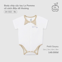 LP S20 - Body chip cộc tay La Pomme cổ cách điệu dễ thương - Be - 9-12M - SS25.T3A