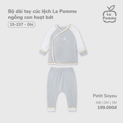 LP - Bộ dài tay cúc lệch La Pomme ngỗng con hoạt bát - Ghi - SS25.T3A
