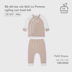 LP S10 - Bộ dài tay cúc lệch La Pomme ngỗng con hoạt bát - Nâu - 3-6M - SS25.T3A