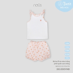 NOUS - Bộ ba lỗ áo màu trắng phối quần caro hồng - Nu Petit/ Nu Air - SS25.T3A