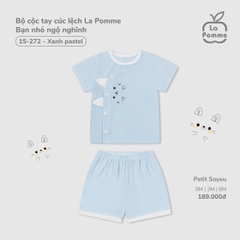 LP - Bộ cộc tay cúc lệch La Pomme Bạn nhỏ ngộ nghĩnh - Xanh - SS25.T5A