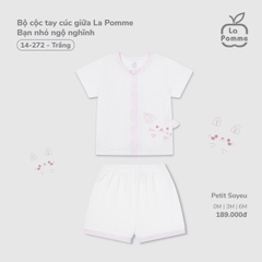 LP S10 - Bộ cộc tay cúc giữa La Pomme Bạn nhỏ ngộ nghĩnh - Trắng - 6-9M - SS25.T5A