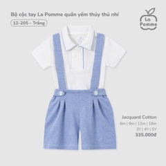 LP - Bộ cộc tay La Pomme quần yếm thủy thủ nhí - Trắng - 6-9M - SS25.T5B