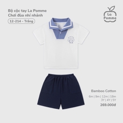 LP S10 - Bộ cộc tay La Pomme Chơi đùa nhí nhảnh - Trắng - 6-9M - SS25.T5B