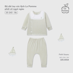 LP - Bộ dài tay cúc lệch La Pomme phối cổ ngọt ngào - Be - SS25.T6A