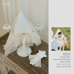 NOUS Z35 - Set phụ kiện mũ bonnet lưỡi trắng kèm softtoy - Newborn - SS25.T6B