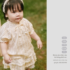 NOUS NP25 - Bộ áo cộc chân váy kẻ hồng phối ren - 18M - SS25.T6B