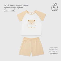 LP - Bộ cộc tay La Pomme raglan người bạn ngộ nghĩnh - Be - 3-6M - SS25.T7A