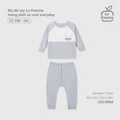 LP - Bộ dài tay La Pomme mảng phối so cool everyday - Ghi - 12-18M - SS25.T7A