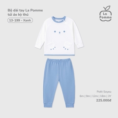 LP - Bộ dài tay La Pomme túi áo kỳ thú - Xanh - 9-12M - SS25.T7A