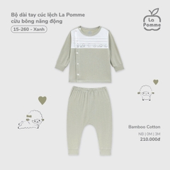 LP - Bộ dài tay cúc lệch La Pomme cừu bông năng động - Xanh - Newborn - SS25.T7A