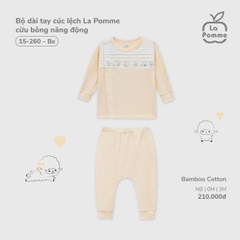 LP - Bộ dài tay cúc lệch La Pomme cừu bông năng động - Be - 3-6M - SS25.T7A