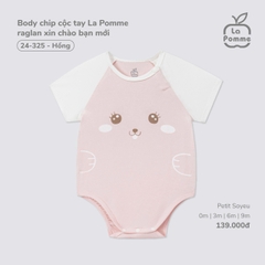 LP - Body chip cộc tay La Pomme raglan xin chào bạn mới - Hồng - 6-9M - SS25.T7A