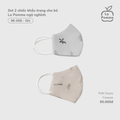 LP - Set 2 chiếc khẩu trang cho bé La Pomme ngộ nghĩnh - Ghi - SS25.T7A