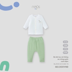 NOUS MINI - Bộ dài tay cài thẳng áo trắng quần xanh đậm - SS25.T7B