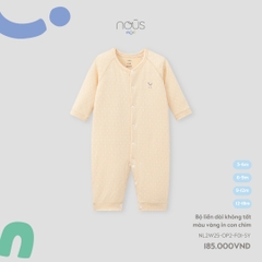 NOUS MINI - Body dài không tất màu vàng in con chim - SS25.T7B
