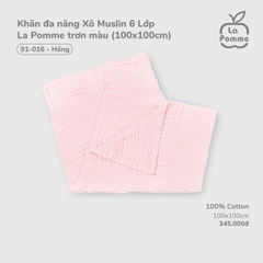 LP - Khăn đa năng Xô Muslin 6 Lớp La Pomme trơn màu (100x100cm) - Hồng - SS25.T7B