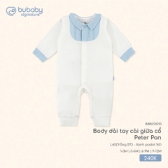 BU S10 - Body dài tay cài giữa cổ Peter Pan - BBB210210 - Trắng 07D + Xanh pastel 16D - 3-6M - SS25.T7C