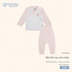 BU S10 - Bộ dài tay cài chéo - BMD110801 - Trắng 8442 + Hồng nhạt 8442 - Newborn - SS25.T7C