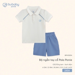 BU - Bộ ngắn tay cổ Polo Ponie - Trắng kem - Xanh đậm - 4-5Y - SS25.T7C