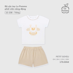LP S40 - Bộ cộc tay La Pomme phối viền năng động - Trắng - 2-3Y - SS25.T8A