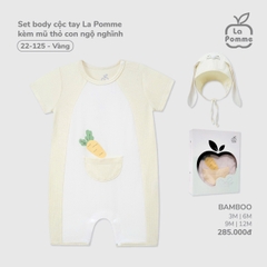 LP - Set body cộc tay La Pomme kèm mũ thỏ con ngộ nghĩnh - Vàng - 3-6M - SS25.T8A