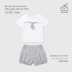 LP - Bộ cộc tay La Pomme chào ngày mới vui nhộn - Trắng - 6-9M - SS25.T8A