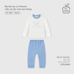 LP S40 - Bộ dài tay La Pomme viền cổ sắc màu kẹo bông - Xanh - 6-9M - SS25.T8A
