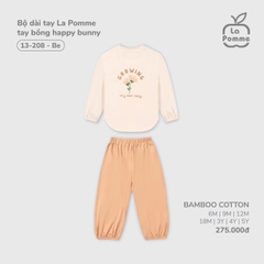 LP S40 - Bộ dài tay La Pomme tay bồng happy bunny - Be - 6-9M - SS25.T8A