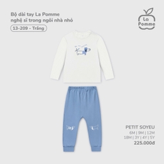 LP - Bộ dài tay La Pomme nghệ sĩ trong ngôi nhà nhỏ - Trắng - 9-12M - SS25.T8A