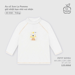 LP - Áo cổ 3cm La Pomme giữ nhiệt bạn nhỏ vui nhộn - Trắng - 4-5Y - SS25.T8A