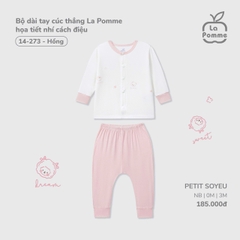 LP - Bộ dài tay cúc thẳng La Pomme họa tiết nhí cách điệu - Hồng - SS25.T8A - Hồng - Newborn
