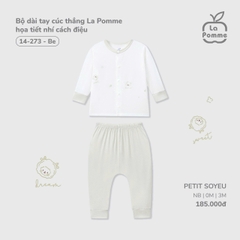 LP - Bộ dài tay cúc thẳng La Pomme họa tiết nhí cách điệu - Be - SS25.T8A