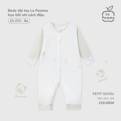 LP - Body dài tay La Pomme họa tiết nhí cách điệu - Be - Newborn - SS25.T8A