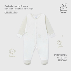LP - Body dài tay La Pomme liền tất họa tiết nhí cách điệu - Be - 0-3M - SS25.T8A
