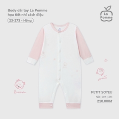 LP - Body dài tay La Pomme họa tiết nhí cách điệu - Hồng - SS25.T8A - Hồng - 3-6M