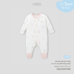 NOUS - Body dài tất trắng in con voi phối hồng nhạt - SS25.T8A