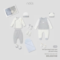 NOUS - Set quà tặng 9 món màu ghi phối trắng - SS25.T8A