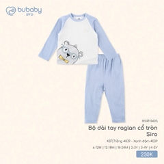 BU - Bộ dài tay raglan cổ tròn Siro - BSR110403 - Trắng 4039 + Xanh đậm 4039 - 12-18M - SS25.T8A