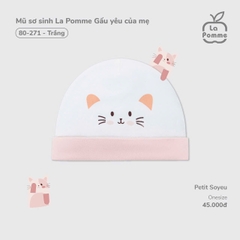 LP - Mũ sơ sinh La Pomme Gấu yêu của mẹ - Trắng - FS - SS25.T9B