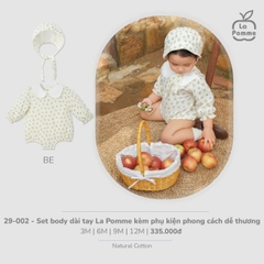 LP - Set body dài tay La Pomme kèm phụ kiện phong cách dễ thương - Be - SS25.T9B - Be - 3-6M