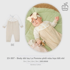 LP - Body dài tay La Pomme phối màu họa tiết nhí - Be - 0-3M - SS25.T9B