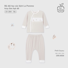 LP S10 - Bộ dài tay cúc lệch La Pomme truy tìm hạt dẻ - Be - 3-6M - SS25.T9B