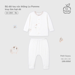 LP - Bộ dài tay cúc thẳng La Pomme truy tìm hạt dẻ - Be - 3-6M - SS25.T9B