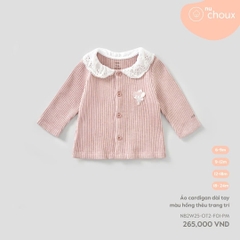 NOUS - Áo cardigan dài tay màu hồng thêu trang trí - SS25.T10A